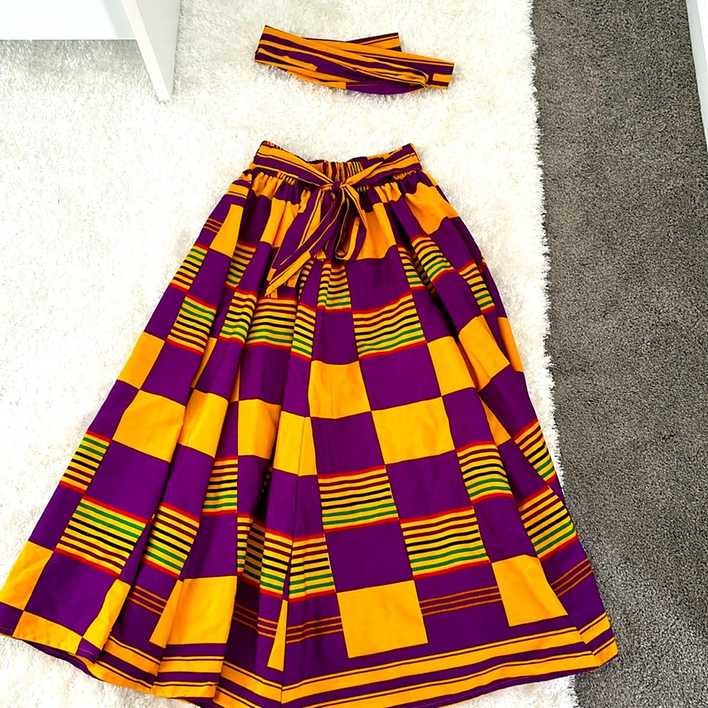 African skirt & hair tie